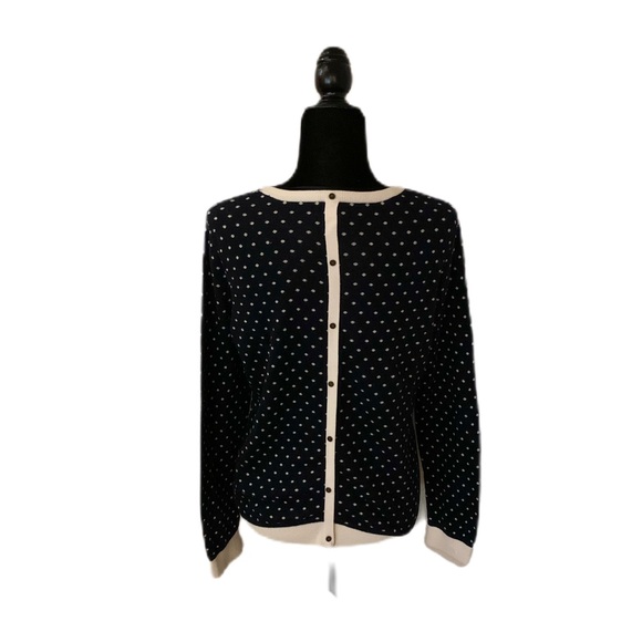 Tommy Hilfiger button back sweater navy blue polka dot pima cotton sz XL EUC OBO - Picture 3 of 12